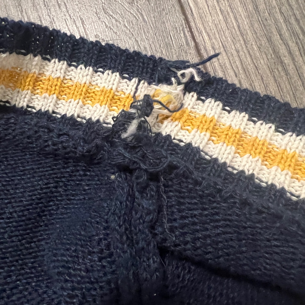 💛🦢5 FOR $10!!! 🦢💛 Navy Blue  Cardigan with Yellow Accents - Picture 2 of 3